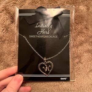 INITIALLY HERS Silver Heart-Shaped Initial Necklace with the Letter 'W'